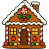 Gingerbread house with candy cane motif
