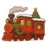 Christmas locomotive in winter