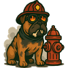 Firefighter Bulldog Mascot