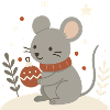 Winterliche Maus mit Weihnachtskugel – Tiermotiv