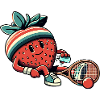Strawberry Playing Tennis With Retro Headband
