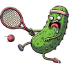Funny cucumber playing tennis with headband