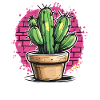 Cactus Graffiti in Pink Background