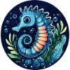 Underwater Seahorse Blue