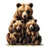 Famille d’ours : mère avec petits