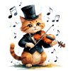 Cat violinist in top hat