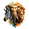 Africa Trio Zebra Elephant Lion