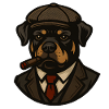 Rottweiler Dog in suit with cigar