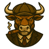 Bull in suit with cigar