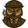 Owl in brown suit and cigar