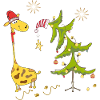 Giraffe with Christmas tree