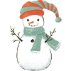 Whimsical Snowman with Teal Scarf. Christmas 