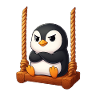 Cute Penguin on Swing Playground Cartoon