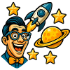 Space enthusiast with glasses