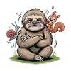 Confident sloth with companion friends