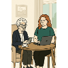 Generationen am Tisch mit Technik