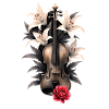 White floral violin with rose
