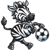 Zebra player with ball