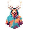 Geometric Deer in Hoodie