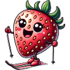 Funny strawberry while skiing in winter