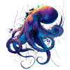 Neon Octopus Splatter