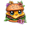 Burger kawaii aux fleurs