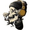 Headphone Skull with Flower