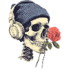 Crâne avec casque et rose
