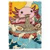 Axolotl eats ramen noodles