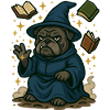 Bulldog Wizard Casting Magic Fantasy Cartoon