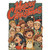 Retro Weihnachtskinder Katzen Cartoon