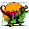 Dinosaure sur Skateboard