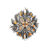 Ornament-Mandala mit Orangeakzenten