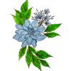 Blaues Wasserfarben-Blütenbouquet