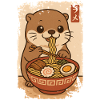 Odder spiser Ramen nudler Japansk kunst Manga