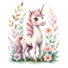 Pastell Einhorn mit Blütenrahmen