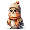 Winter chickens with hat and scarf