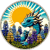Sunlit Dragon Among Lupine Circle