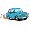 Blauer Cartoon Wagen Retro Charme