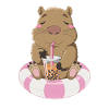 Relaxed Wombat With Bubble Tea Illustration