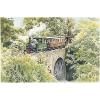 Aquarell-Dampfeisenbahn-Viadukt
