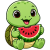 Cute Turtle Melon Summer Cartoon Fruits
