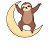 Moon sleep sloth on crescent moon