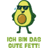 Avocado with sunglasses – good fat