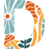 Lettre D fleurs groovy idée cadeau 