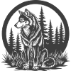 Waldwolf Silhouette im Kreis