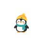 Pingouin d’hiver avec chapeau et écharpe