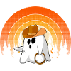 Cowboy Ghost Retro Halloween Spooky Vibes