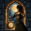 Victorian moon in stone tower