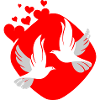 Dove of love on red background